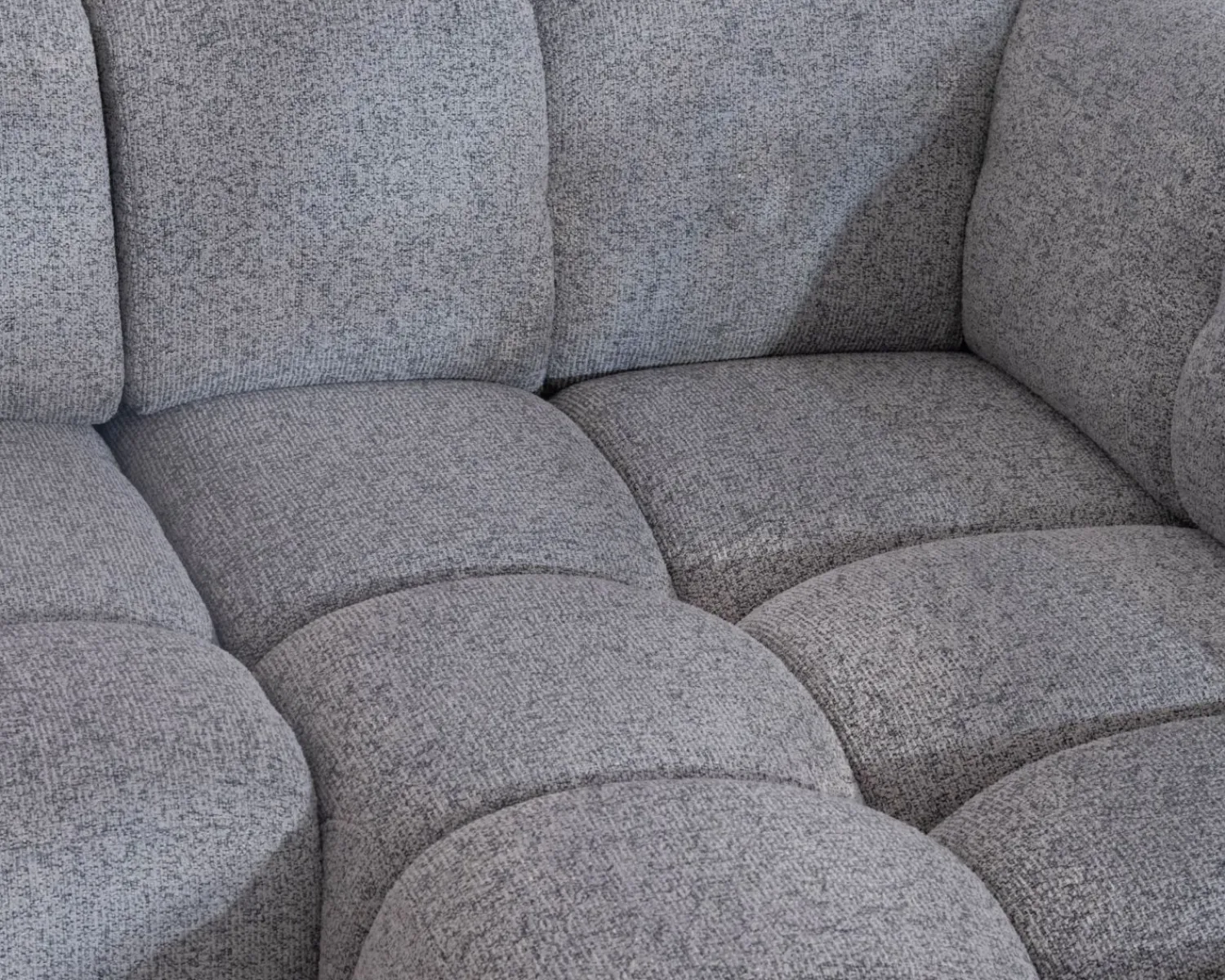 Meuble House Grand canapé d'angle en tissu tramé gris "Syltan" avec profondeur d'assise réglable électriquement Discount