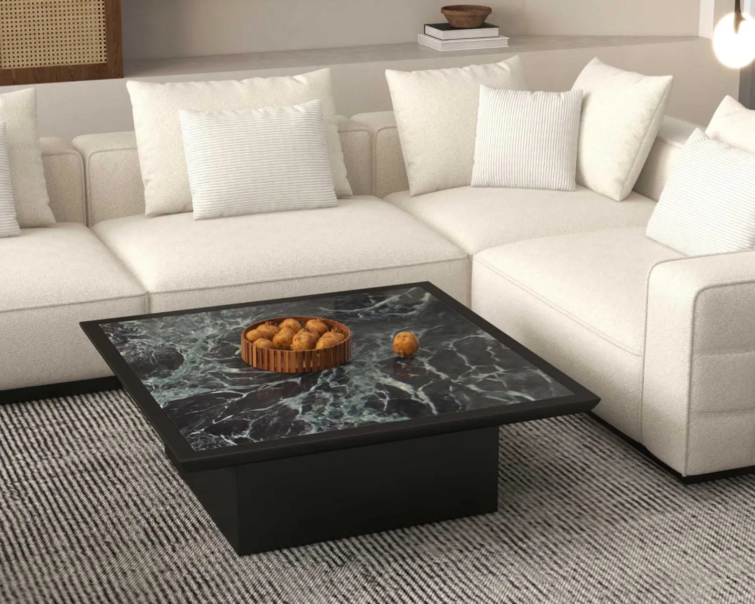 Meuble House Grand canapé d'angle graphique et ultra cosy en tissu blanc "Sweet Culture" Online