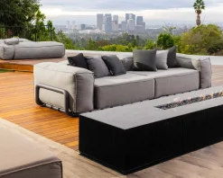 Meuble House Grand canapé de terrasse droit modulaire esprit décontracté tissu gris
