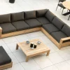 Meuble House Grand canapé modulaire spécial extérieur en teck et tissu gris foncé "Zénith" Discount
