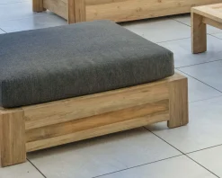 Meuble House Grand canapé modulaire spécial extérieur en teck et tissu gris foncé "Zénith" Discount