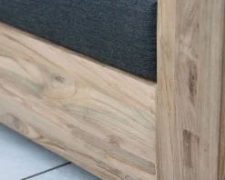 Meuble House Grand canapé modulaire spécial extérieur en teck et tissu gris foncé
