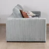 Meuble House Grand canapé moelleux avec pouf modulaire "Tuléar" en velours côtelé bleu grisé Hot