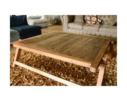 Meuble House Grande table basse carrée vieux bois ethnique "Népalaise" Clearance