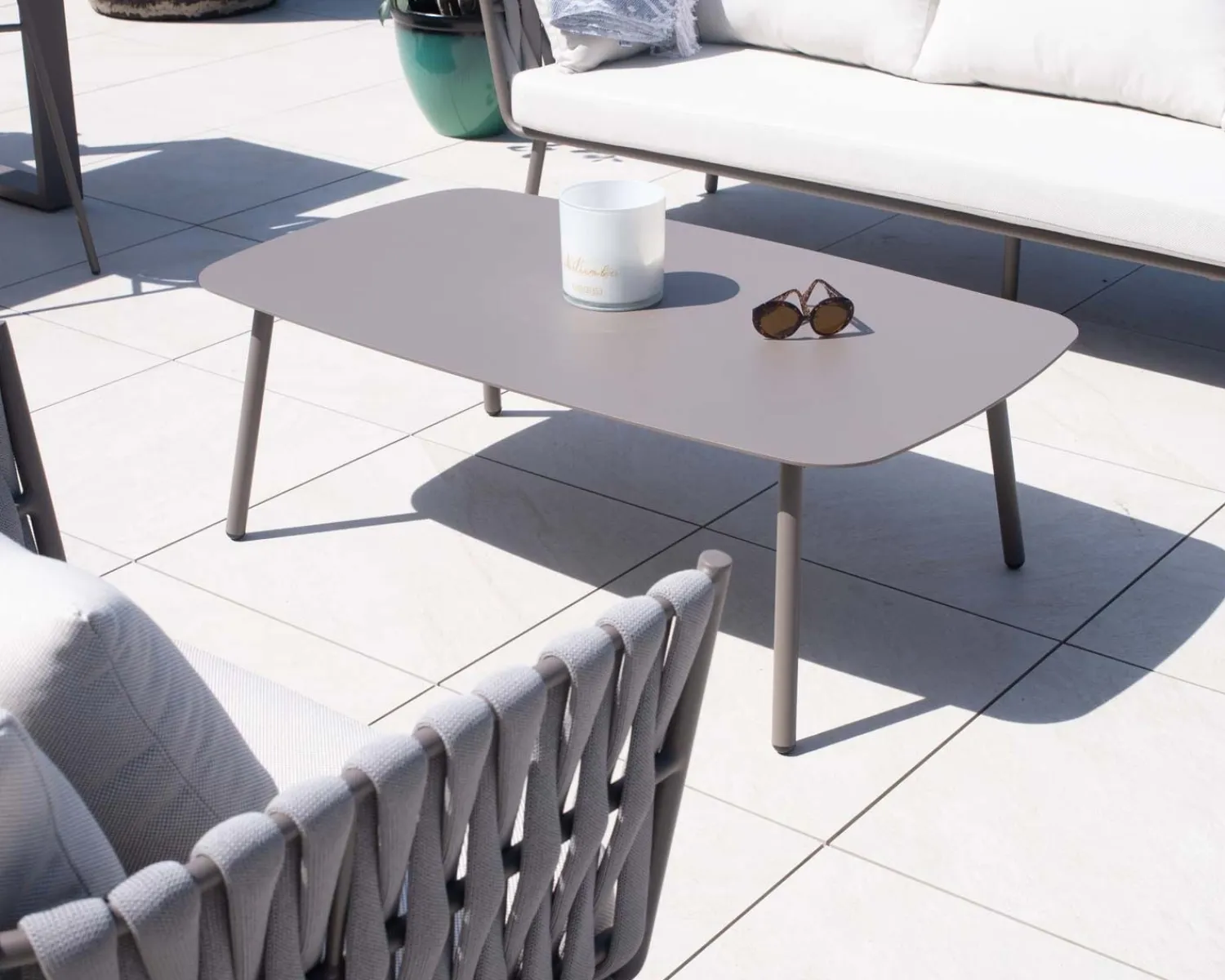 Meuble House Grande table basse design rectangle en aluminium gris "Chinon" Best