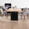 Meuble House Grande table de repas 260 cm acacia pieds métal noir plissés "Audacio" Outlet