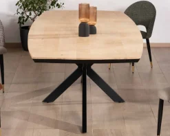 Meuble House Grande table de repas 300cm manguier massif finition sablée bords biseautés noirs et pieds étoile "Pise" Sale