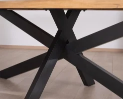 Meuble House Grande table de repas 240 cm plateau en manguier bords naturels "Presolino" pieds croix métal Hot