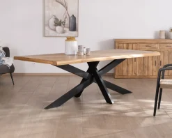 Meuble House Grande table de repas 240 cm plateau en manguier bords naturels