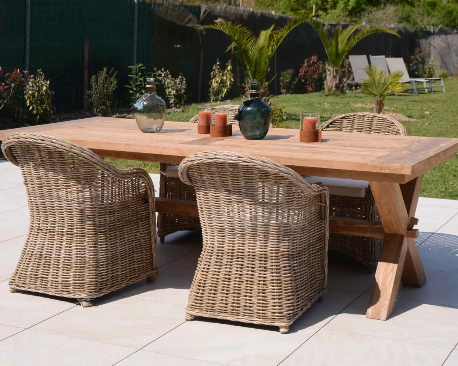 Meuble House Grande table de repas en teck recyclé 8/10 personnes "Balangan Beach"