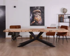 Meuble House Grande table à manger plateau 280 cm acacia massif et pieds métal 