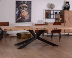 Meuble House Grande table à manger plateau 280 cm acacia massif et pieds métal 