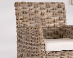 Meuble House Grand fauteuil de jardin confort en kubu grisé et tissu "Balangan Beach"