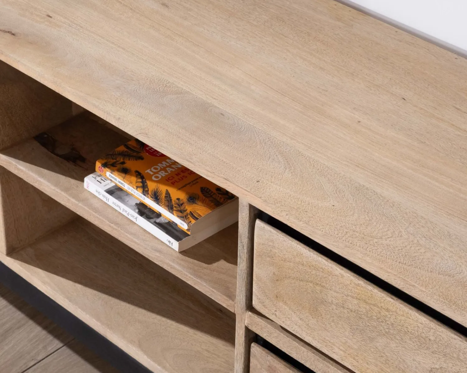 Meuble House Grand meuble TV bicolore en manguier avec portes, niches et tiroirs "Bocca" 180 cm Discount