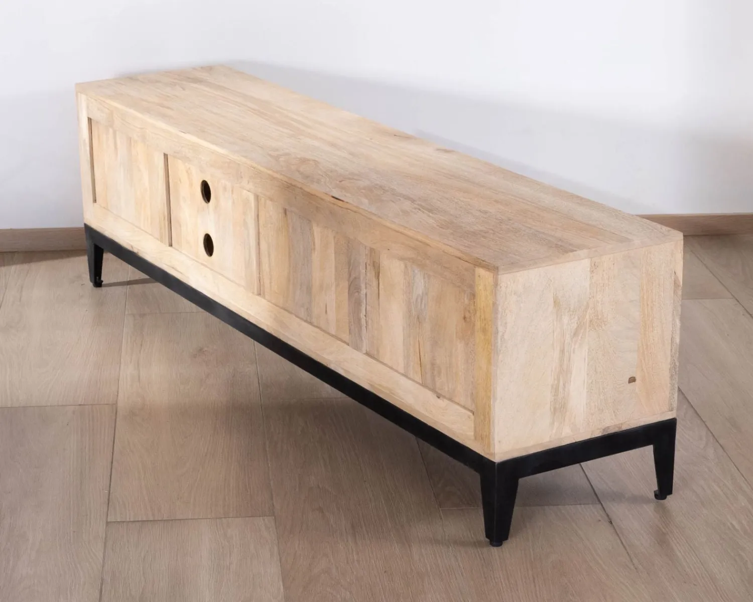 Meuble House Grand meuble TV bicolore en manguier avec portes, niches et tiroirs "Bocca" 180 cm Discount