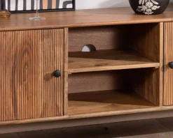 Meuble House Grand meuble TV 175cm design arrondi vintage acacia massif 