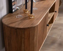 Meuble House Grand meuble TV 175cm design arrondi vintage acacia massif 