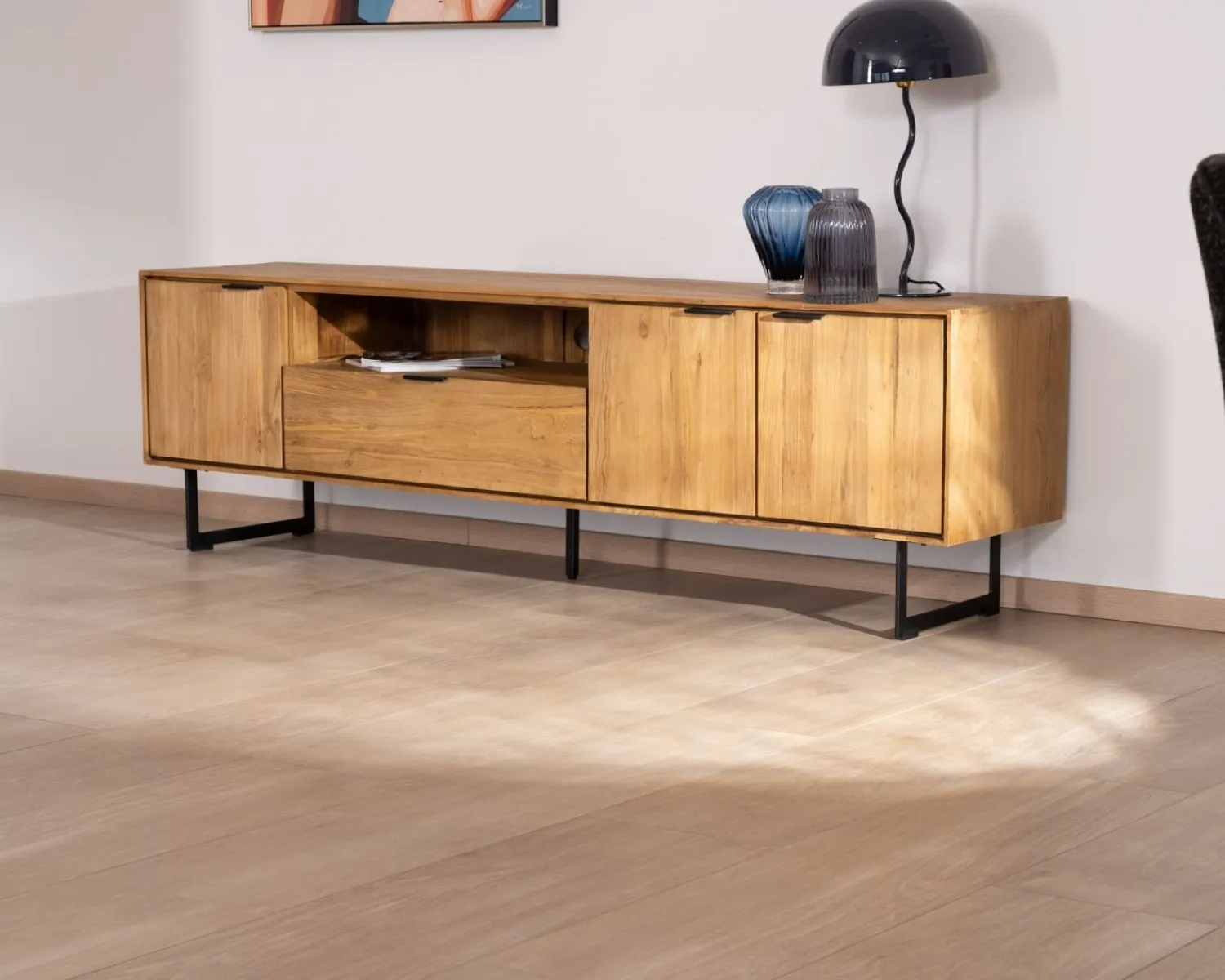 Meuble House Grand meuble TV 200 cm en teck recyclé "Bahia" style rétro Sale