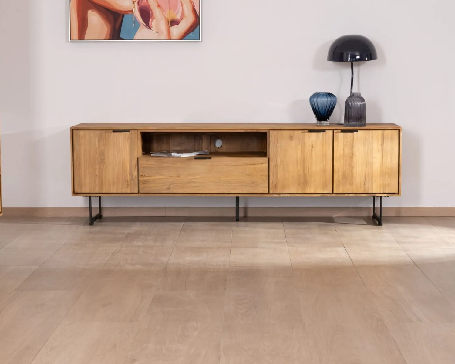 Meuble House Grand meuble TV 200 cm en teck recyclé "Bahia" style rétro Sale
