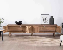Meuble House Grand meuble TV contemporain 240cm en manguier 4 portes