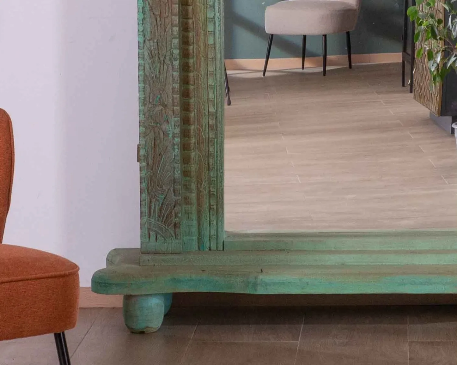 Meuble House Grand miroir avec cadre indien en bois "Vieille Porte" pièce unique Outlet