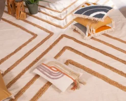 Meuble House Grand tapis de salon tissé main en coton et jute 200x300cm