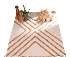 Meuble House Grand tapis de salon tissé main en coton et jute 200x300cm