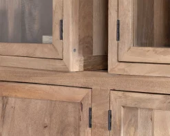 Meuble House Grand vaisselier en manguier naturel et portes vitrées 