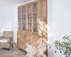 Meuble House Grand vaisselier en manguier naturel et portes vitrées 