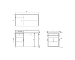 Meuble House Ilot de cuisine en bois et métal noir 150 cm