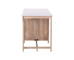 Meuble House Îlot central bois et quartz blanc avec coin repas "Grand Chef" New