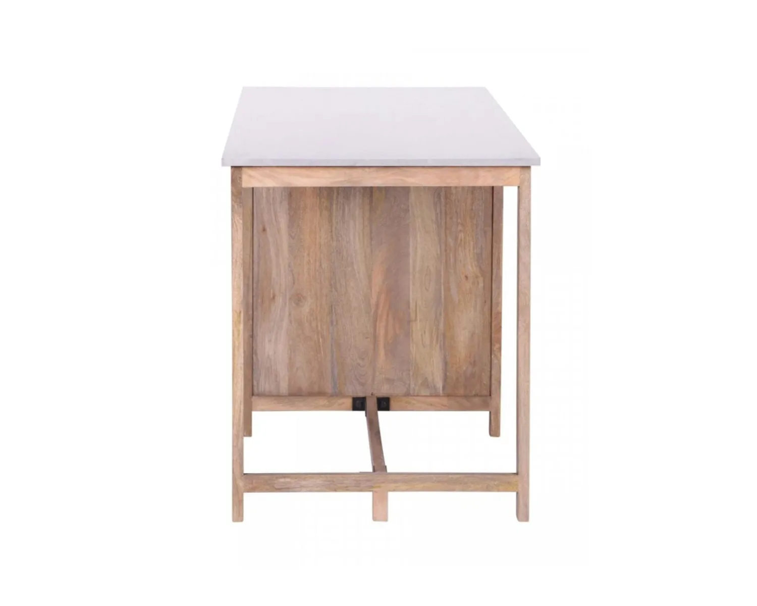 Meuble House Îlot central bois et quartz blanc avec coin repas "Grand Chef" New