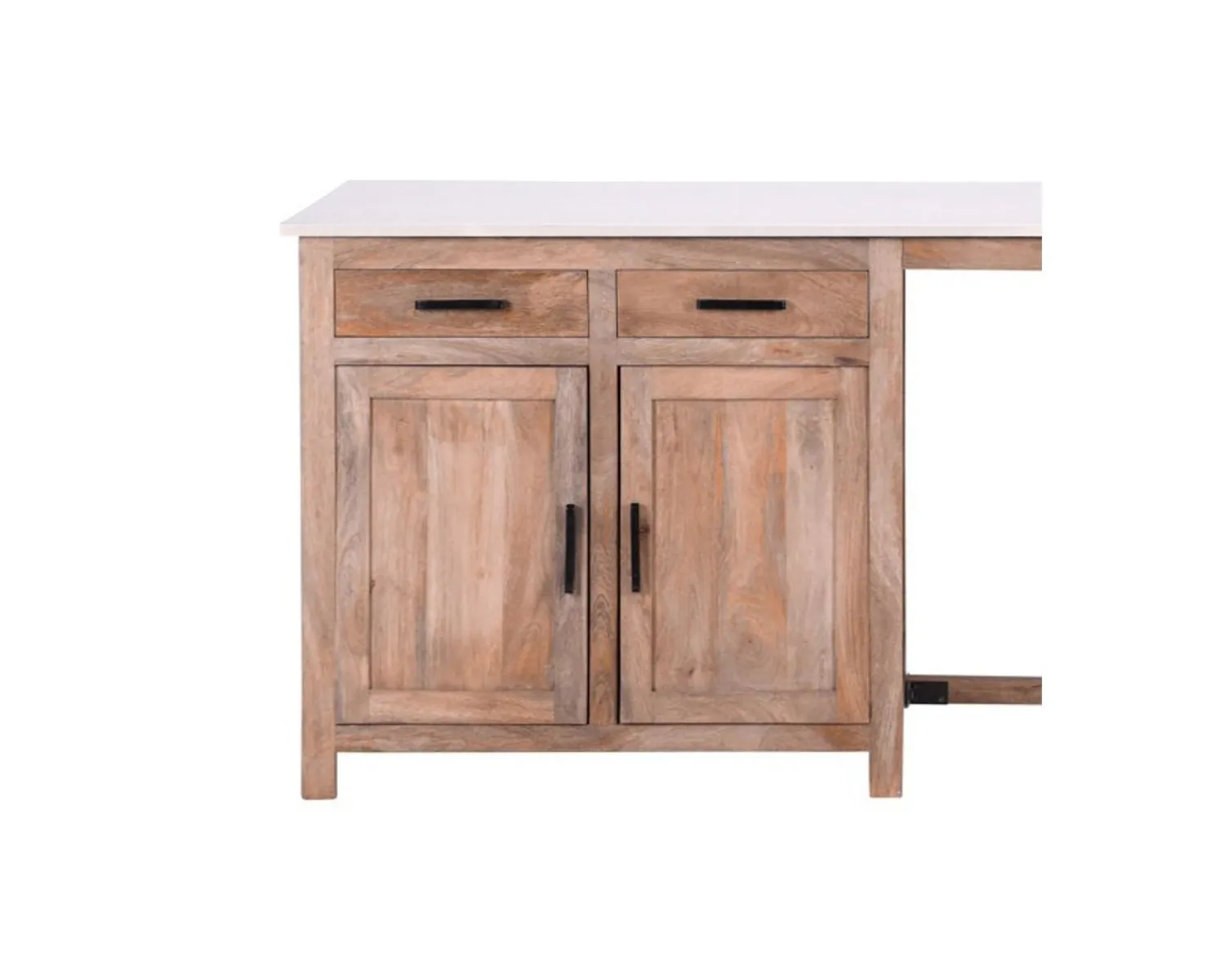 Meuble House Îlot central bois et quartz blanc avec coin repas "Grand Chef" New