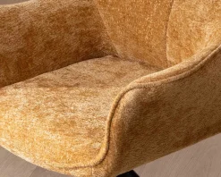 Meuble House Lot de 2 chaises avec accoudoirs en tissu jaune et pied métal pivotant "Ewing" Hot