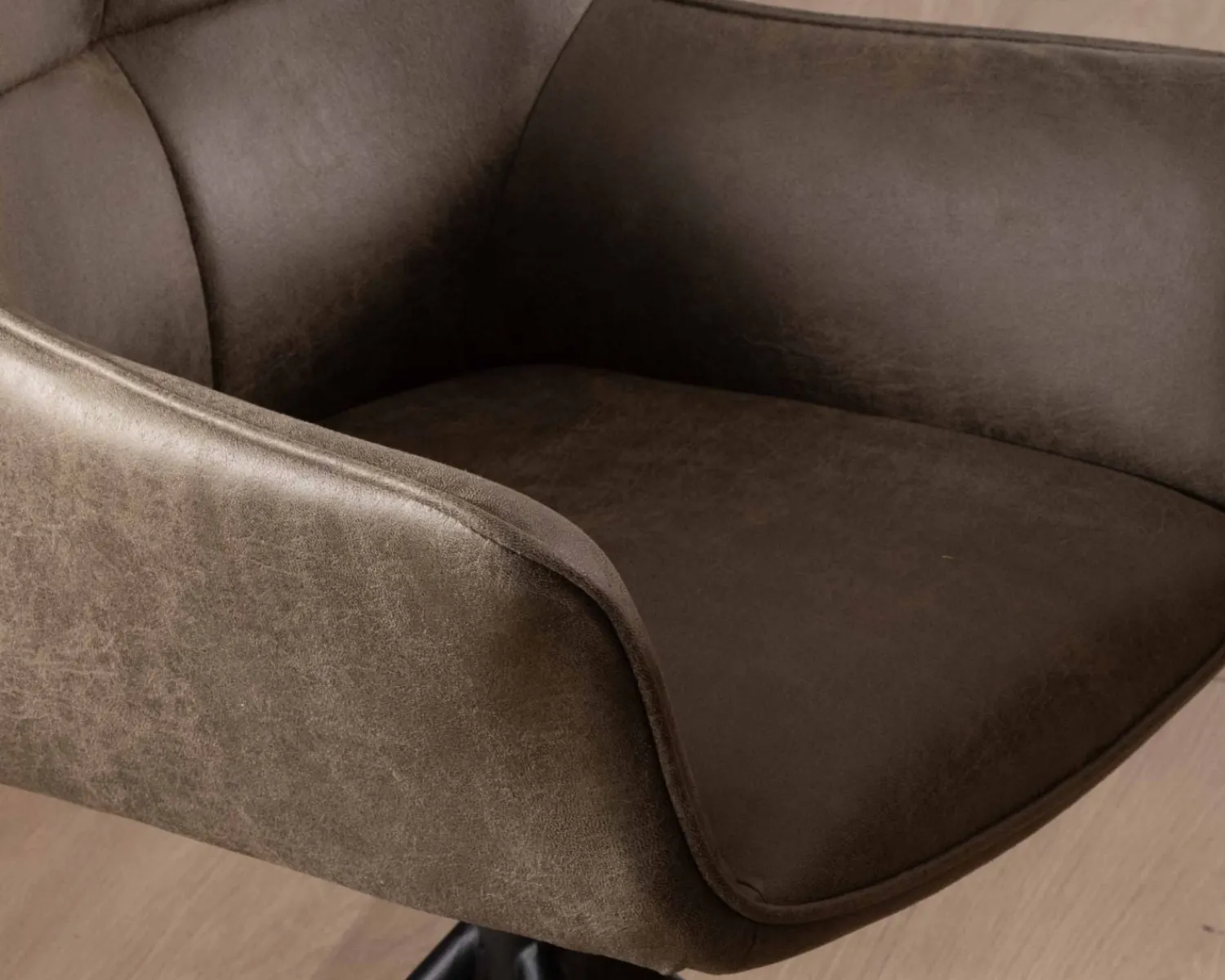 Meuble House Lot de 2 chaises avec accoudoirs sur pied rotatif "Ritchey" tissu microfibre kaki