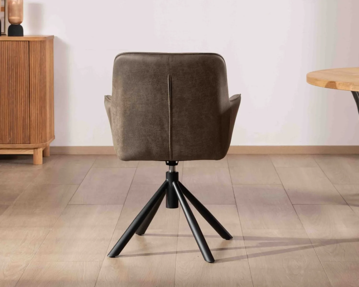 Meuble House Lot de 2 chaises avec accoudoirs sur pied rotatif "Ritchey" tissu microfibre kaki