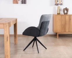 Meuble House Lot de 2 chaises avec accoudoirs en tissu bi-matière anthracite