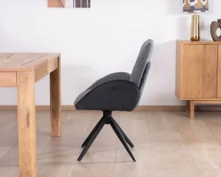 Meuble House Lot de 2 chaises avec accoudoirs en tissu bi-matière anthracite