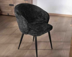 Meuble House Lot de 2 chaises contemporaines et enveloppantes en tissu noir 