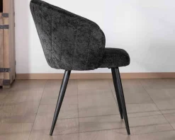 Meuble House Lot de 2 chaises contemporaines et enveloppantes en tissu noir 