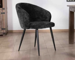 Meuble House Lot de 2 chaises contemporaines et enveloppantes en tissu noir 
