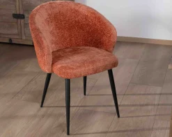 Meuble House Lot de 2 chaises contemporaines et enveloppantes en tissu bouclé terracotta 