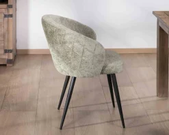 Meuble House Lot de 2 chaises contemporaines et enveloppantes en tissu bouclé vert "Kandy" Hot