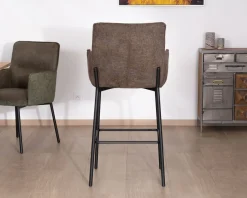 Meuble House Lot de 2 chaises de bar bi-matière cognac et marron