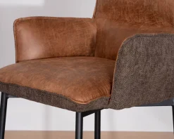 Meuble House Lot de 2 chaises de bar bi-matière cognac et marron