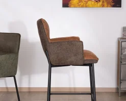 Meuble House Lot de 2 chaises de bar bi-matière cognac et marron