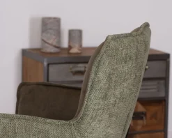 Meuble House Lot de 2 chaises de bar bi-matière vert et pieds en métal noir "Lokka" effet cuir vieilli esprit rétro Online