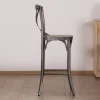 Meuble House Lot de 2 chaises de bar gris foncé "Snack Indus" métal et bois New