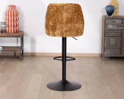 Meuble House Lot de 2 chaises de bar pivotantes et réglables en velours ocre