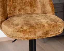 Meuble House Lot de 2 chaises de bar pivotantes et réglables en velours ocre